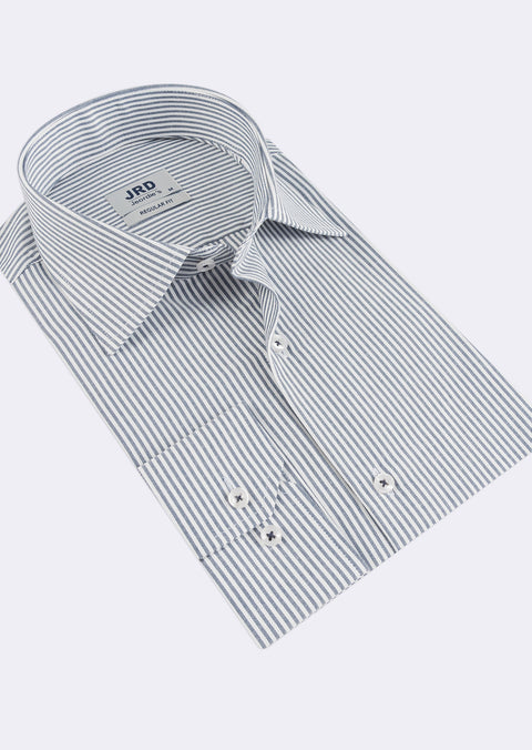 White - Navy Long Sleeve Shirt