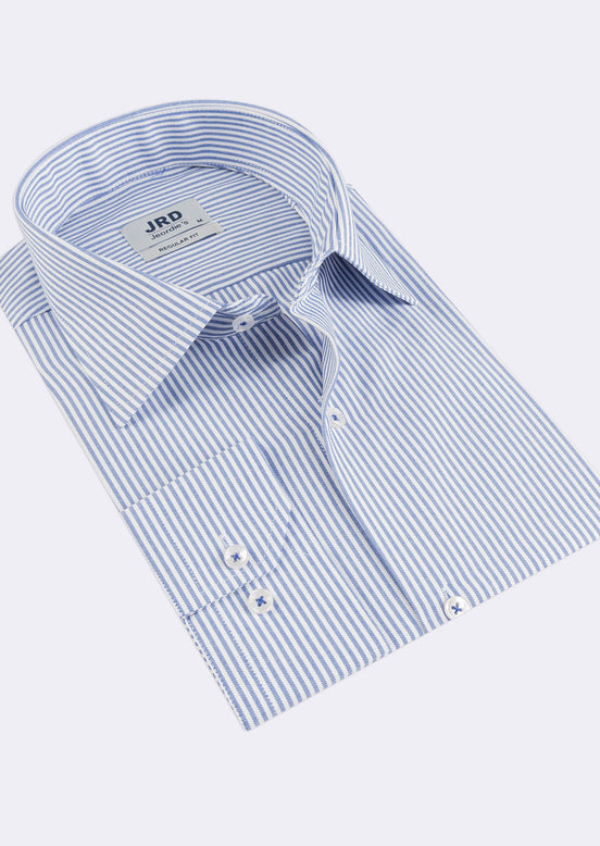 White - Sax Blue Long Sleeve Shirt