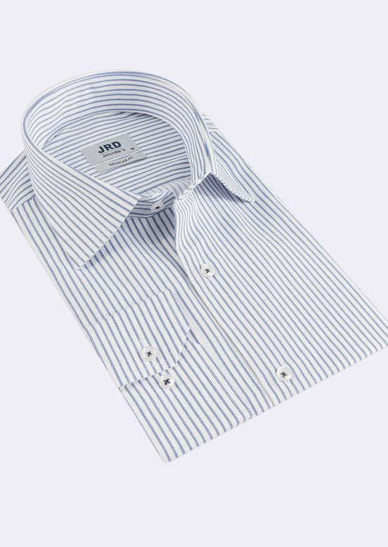 White - Sax Blue Long Sleeve Shirt