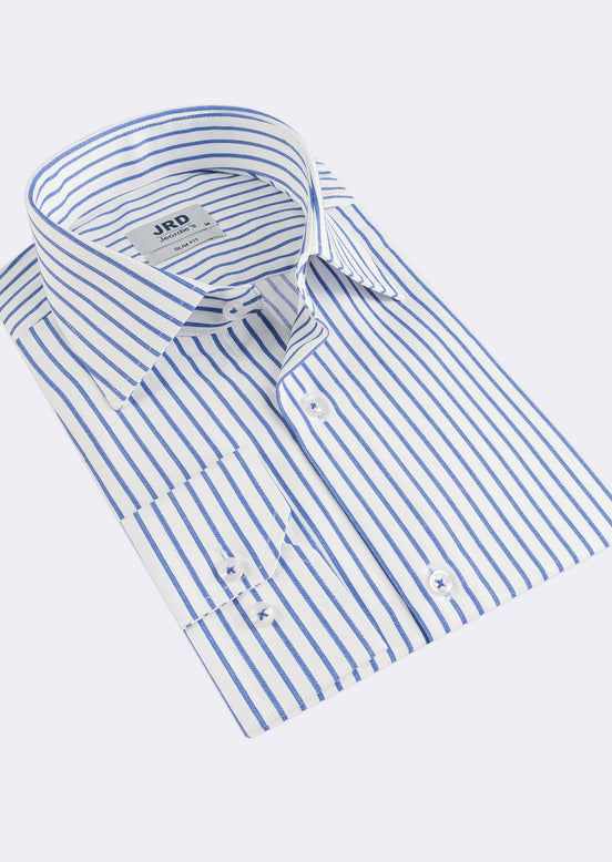 White - Sax Blue Long Sleeve Shirt