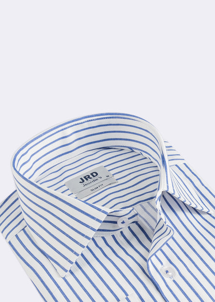 White - Sax Blue Long Sleeve Shirt