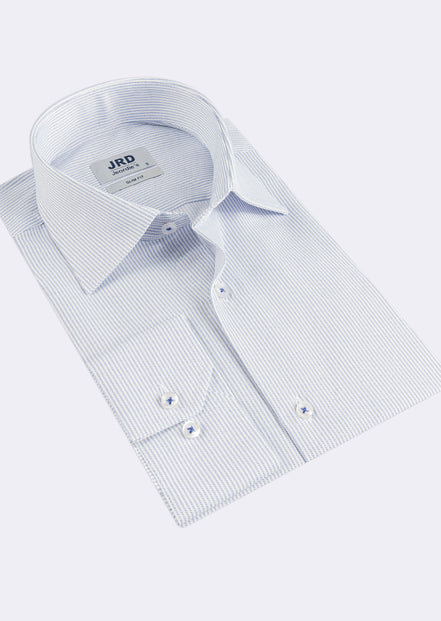 White - Sax Blue Long Sleeve Shirt