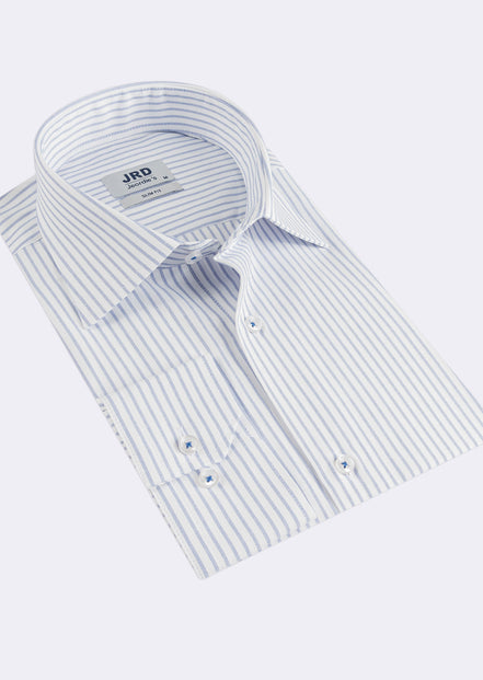 White - Sax Blue Long Sleeve Shirt