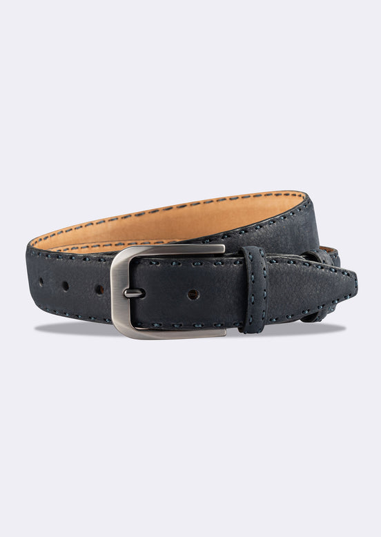 Navy Leather Belt