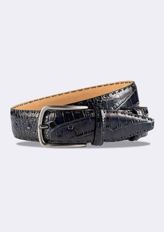 Navy Leather Belt