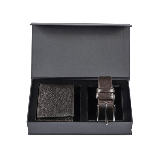 Brown Wallet & Belt Set