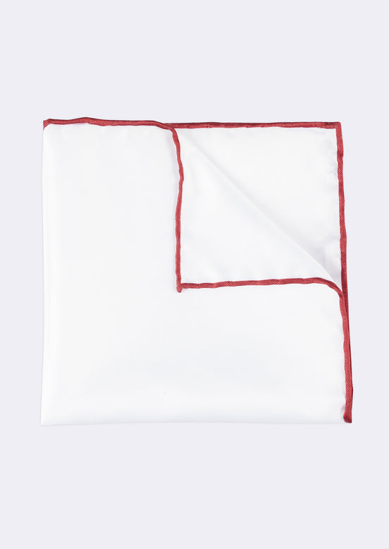 White - Burgundy Pocket Square