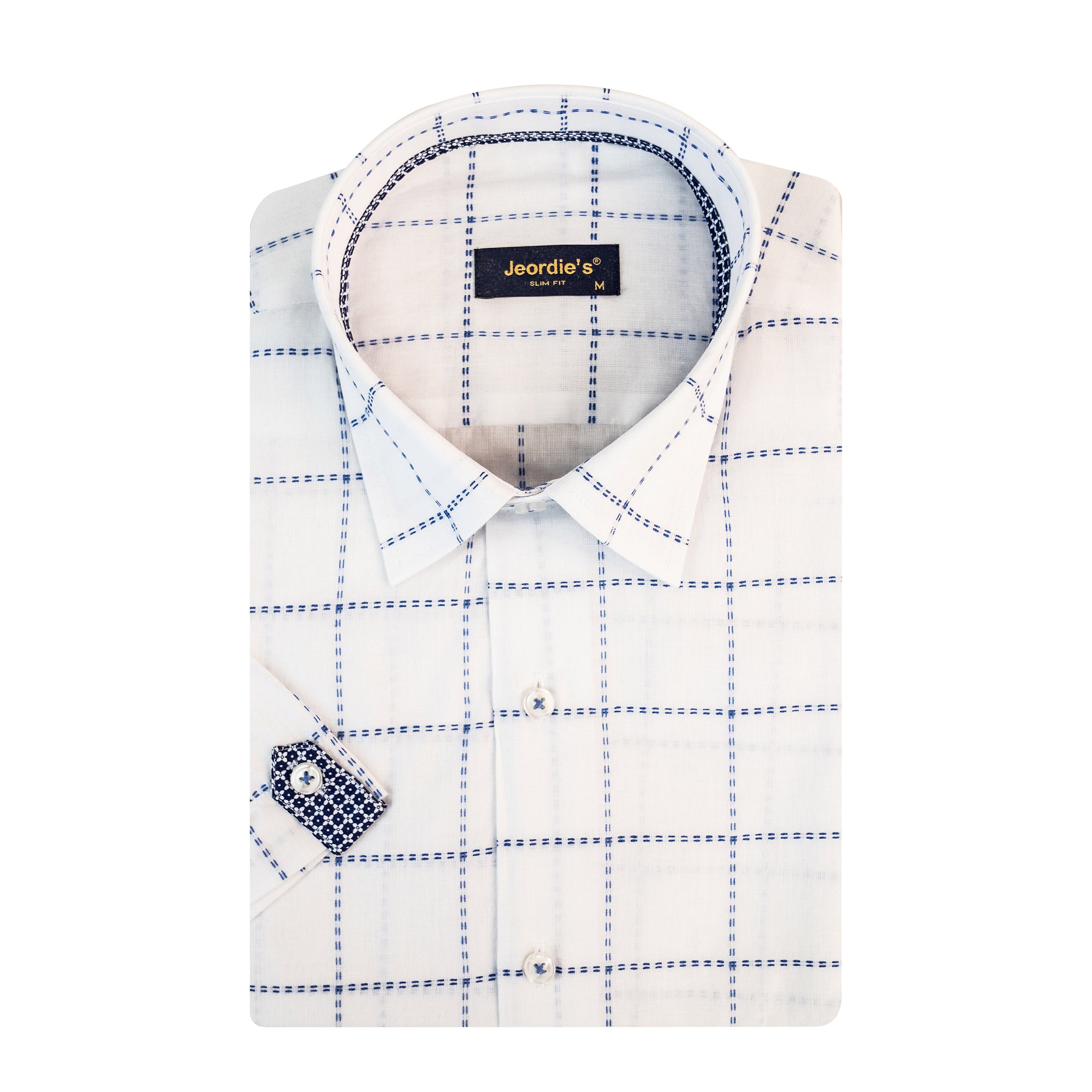 White - Sax Blue Short Sleeve Shirt