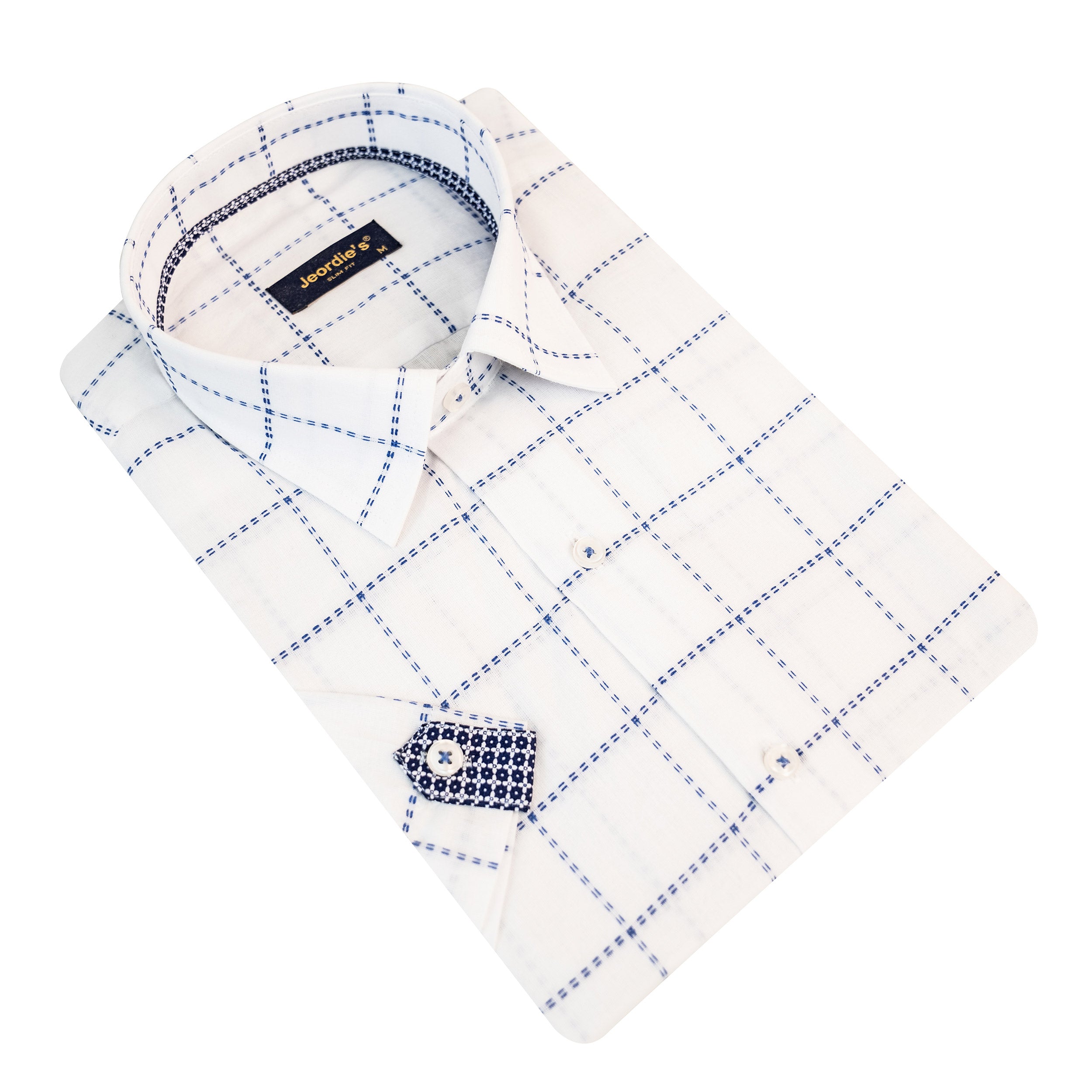 White - Sax Blue Short Sleeve Shirt