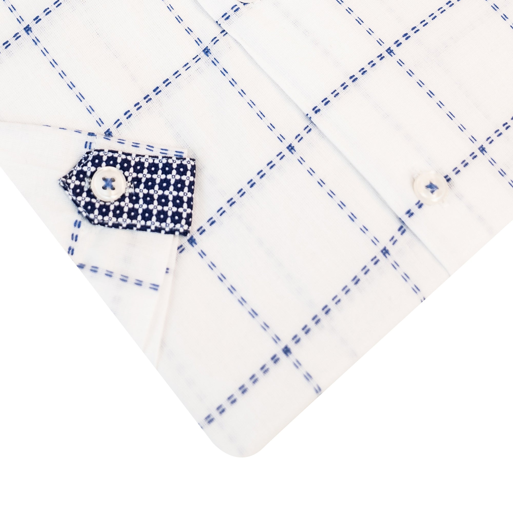 White - Sax Blue Short Sleeve Shirt