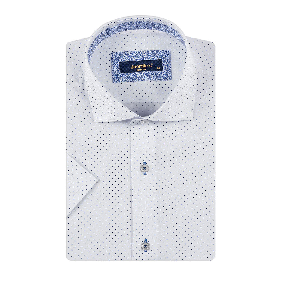 White - Sax Blue Short Sleeve Shirt