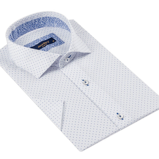 White - Sax Blue Short Sleeve Shirt