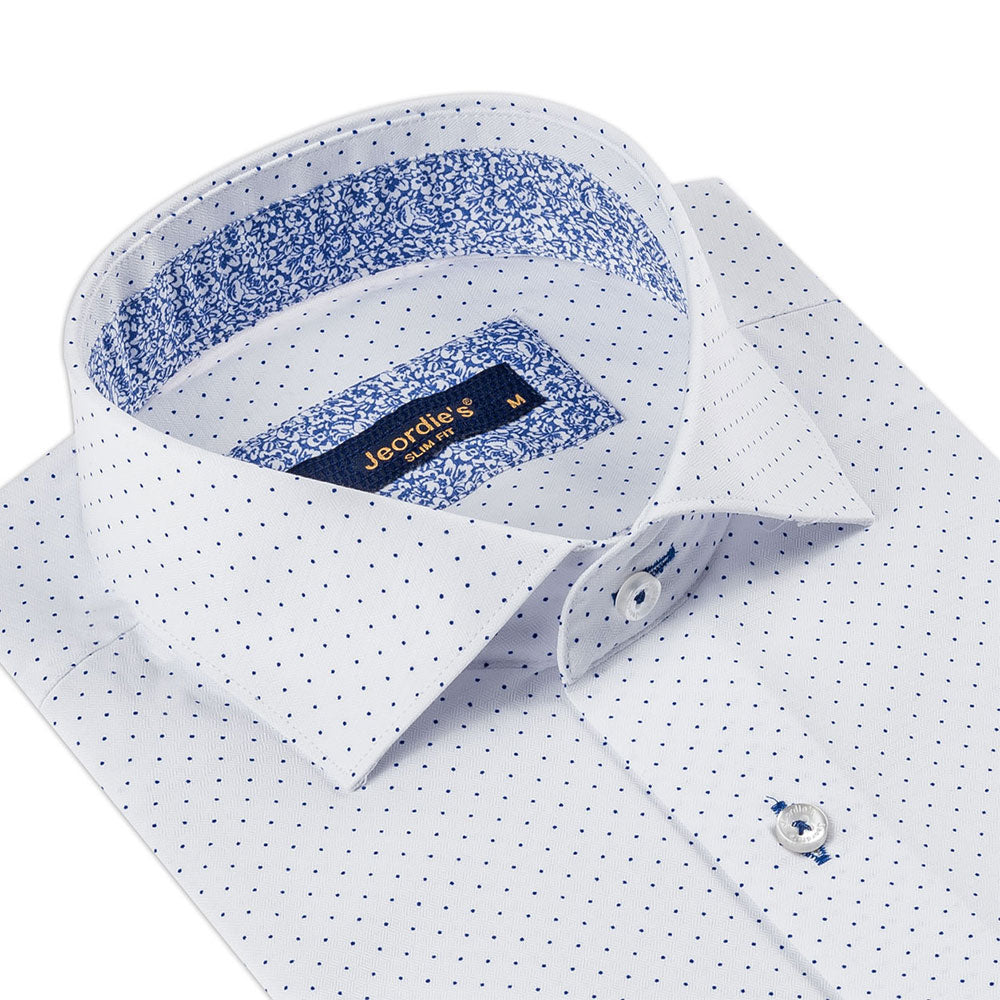 White - Sax Blue Short Sleeve Shirt