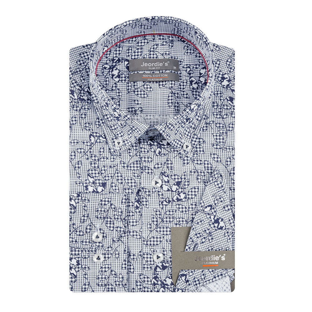 White - Navy Cotton Shirt