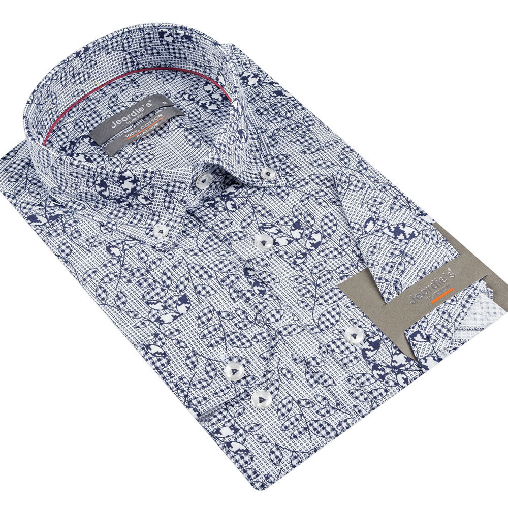 White - Navy Cotton Shirt