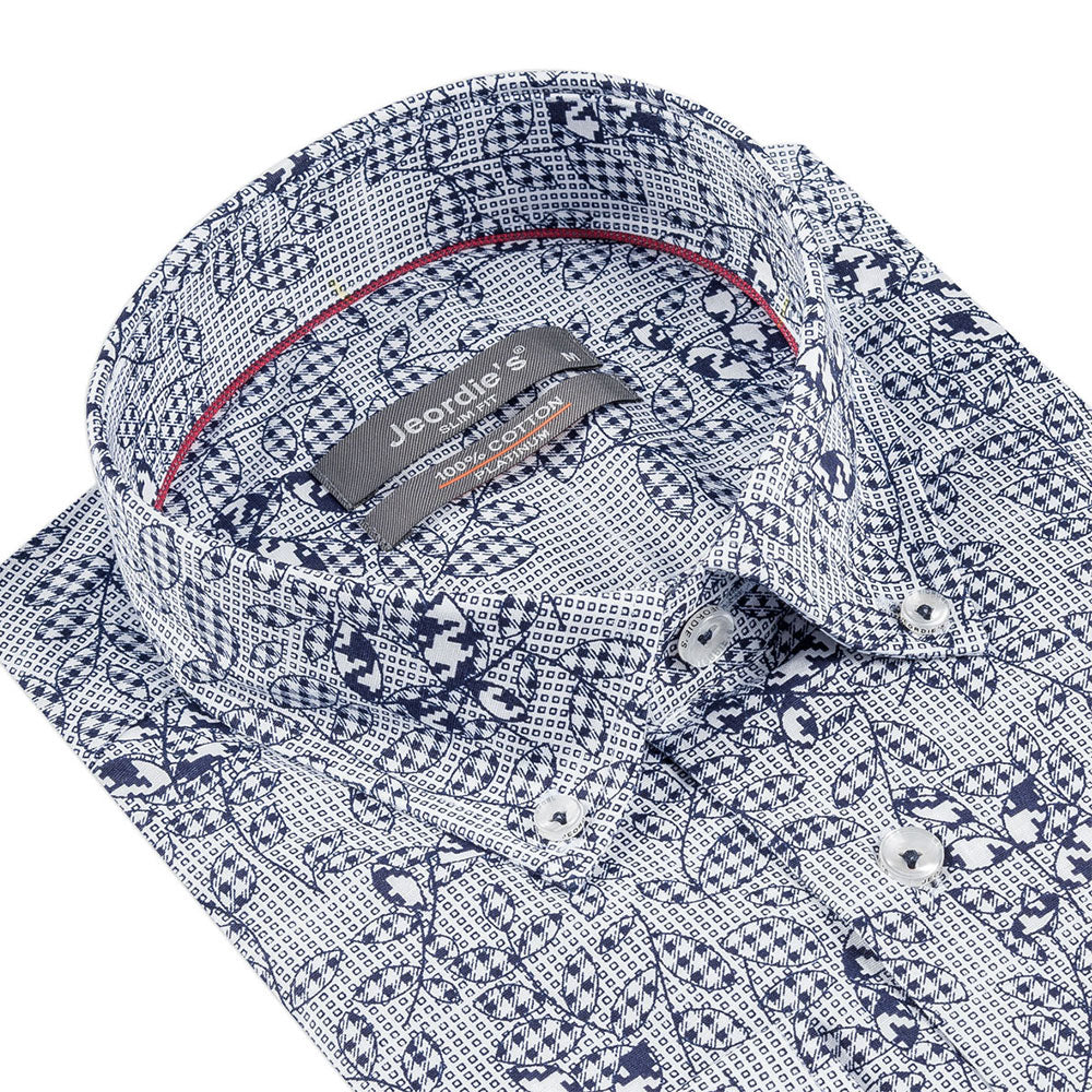 White - Navy Cotton Shirt
