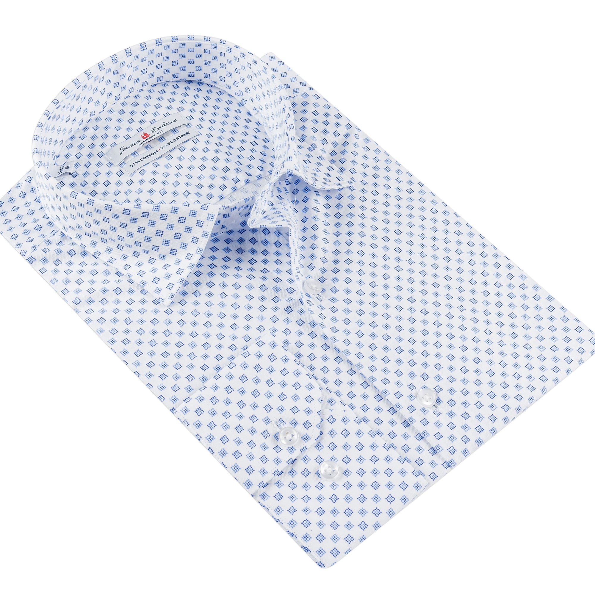 White - Sax Blue Cotton Shirt