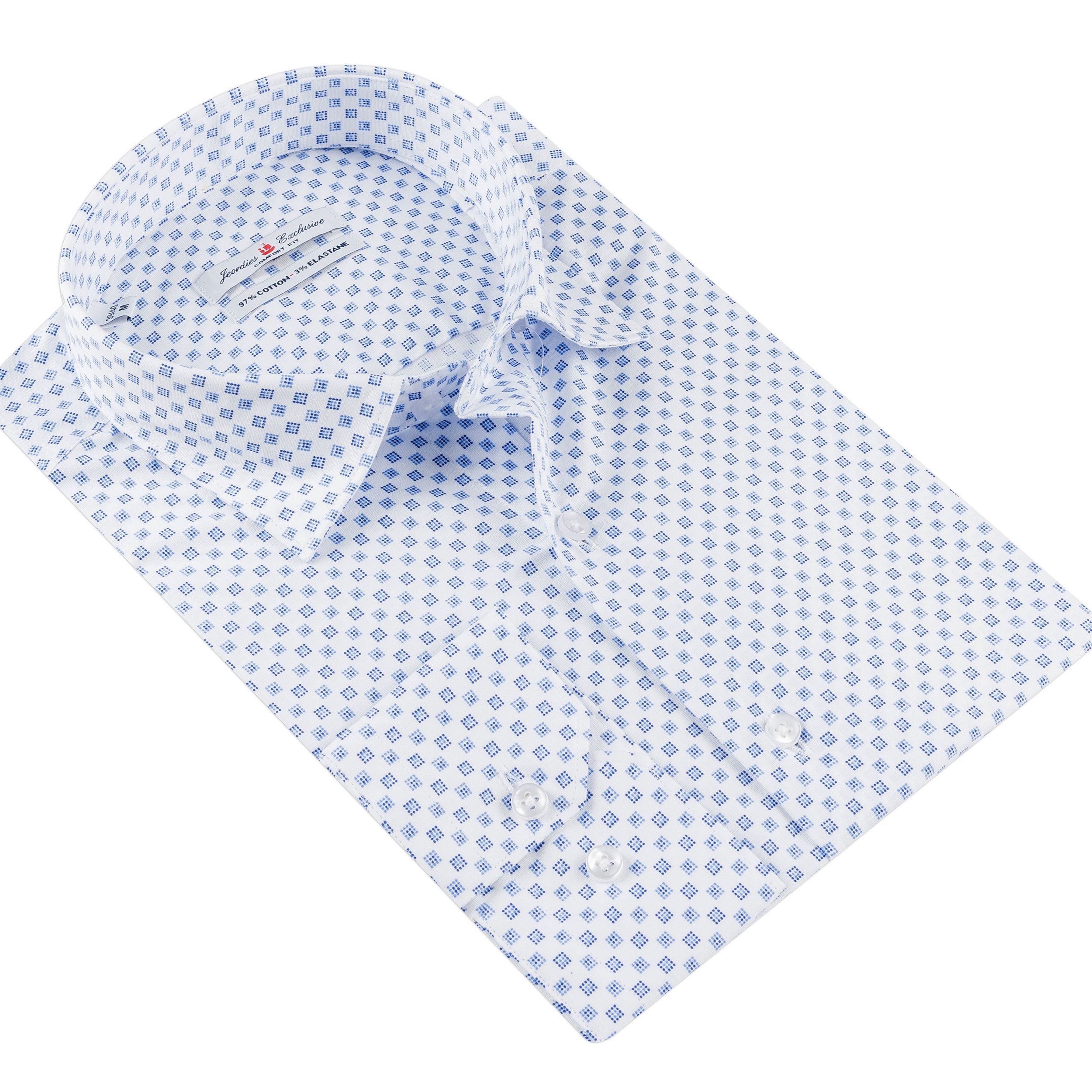White - Sax Blue Cotton Shirt