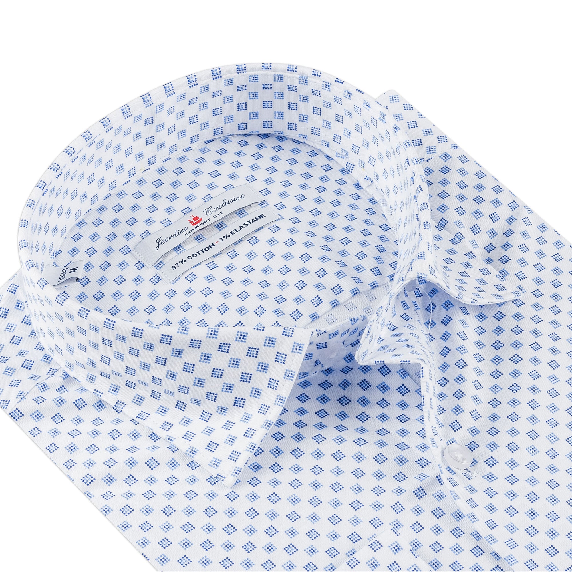 White - Sax Blue Cotton Shirt