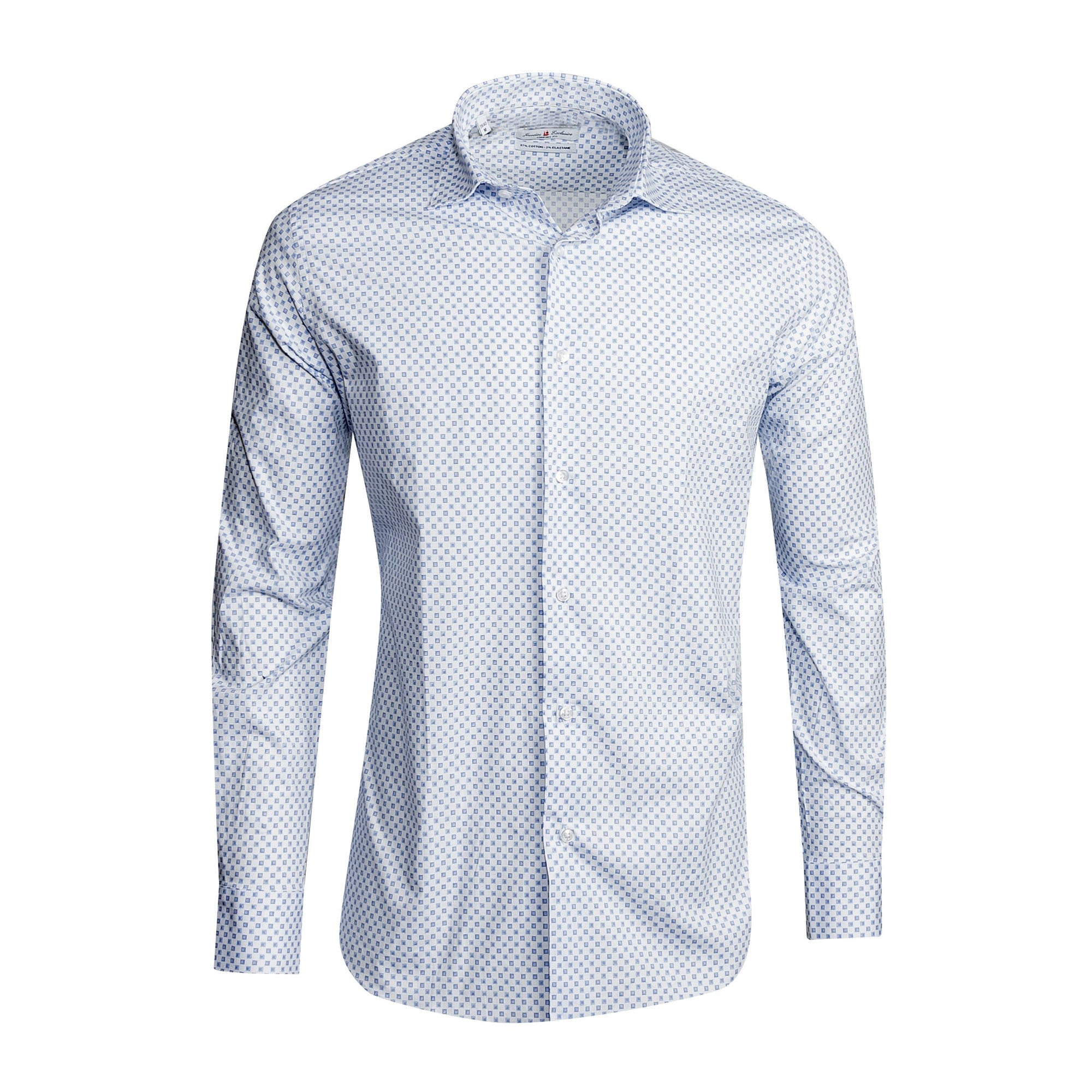 White - Sax Blue Cotton Shirt