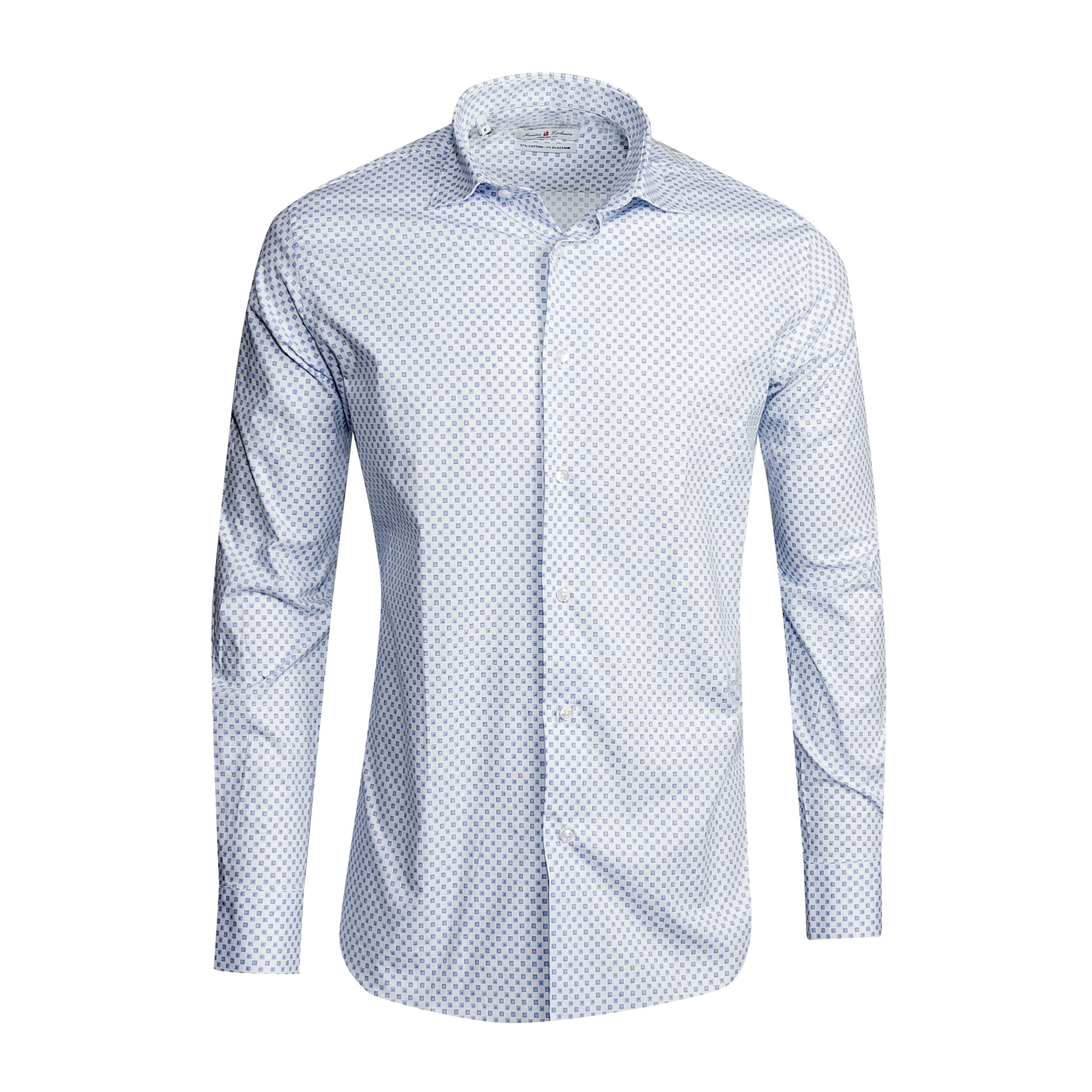 White - Sax Blue Cotton Shirt
