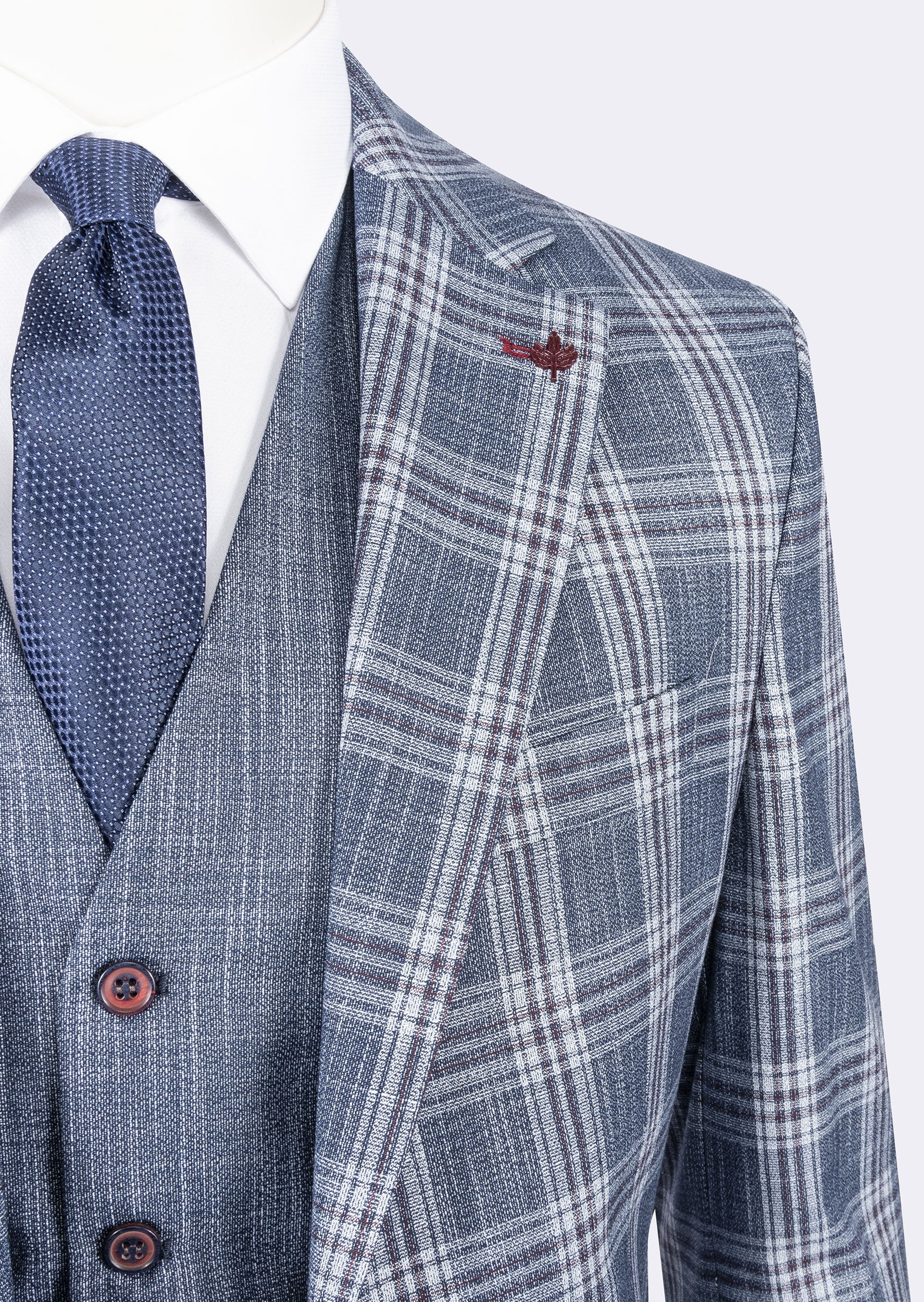 Navy - Burgundy Three-Piece Suit