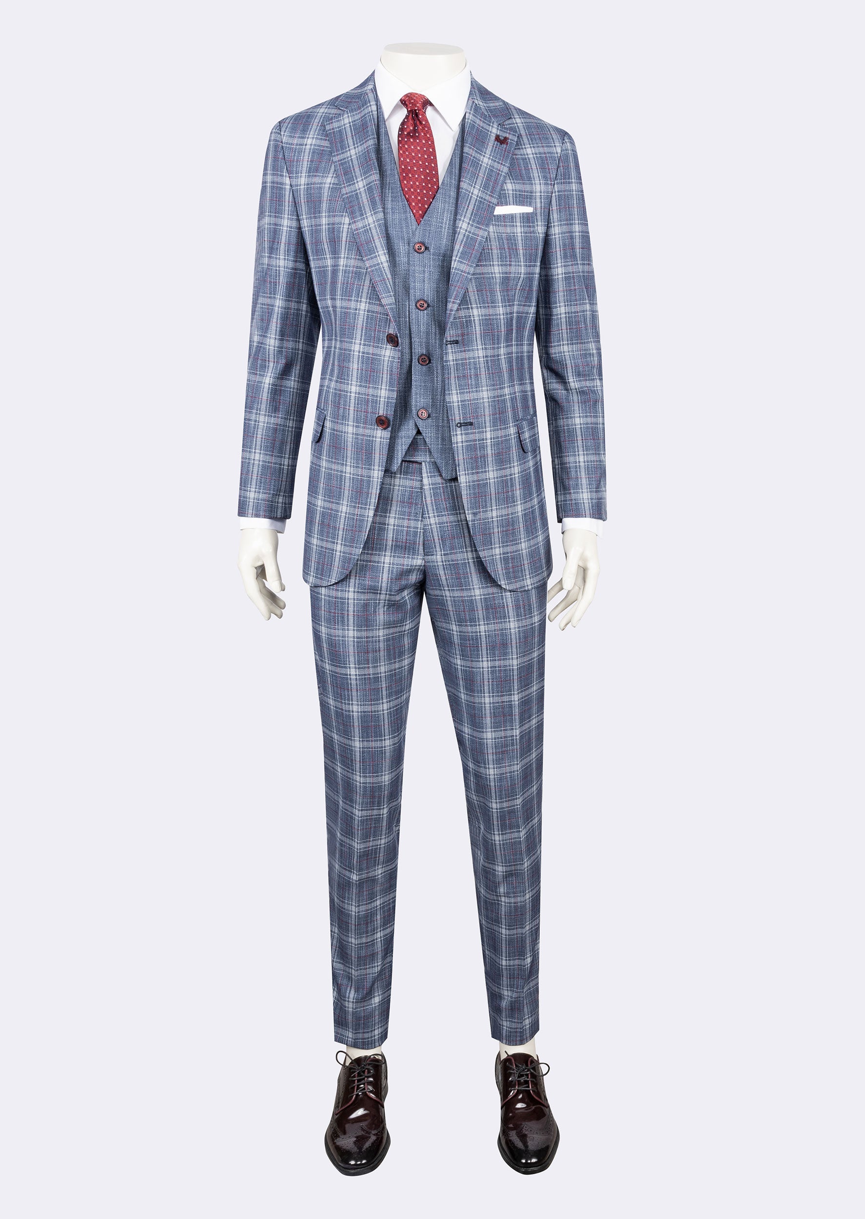 Navy - Red Three-Piece Suit
