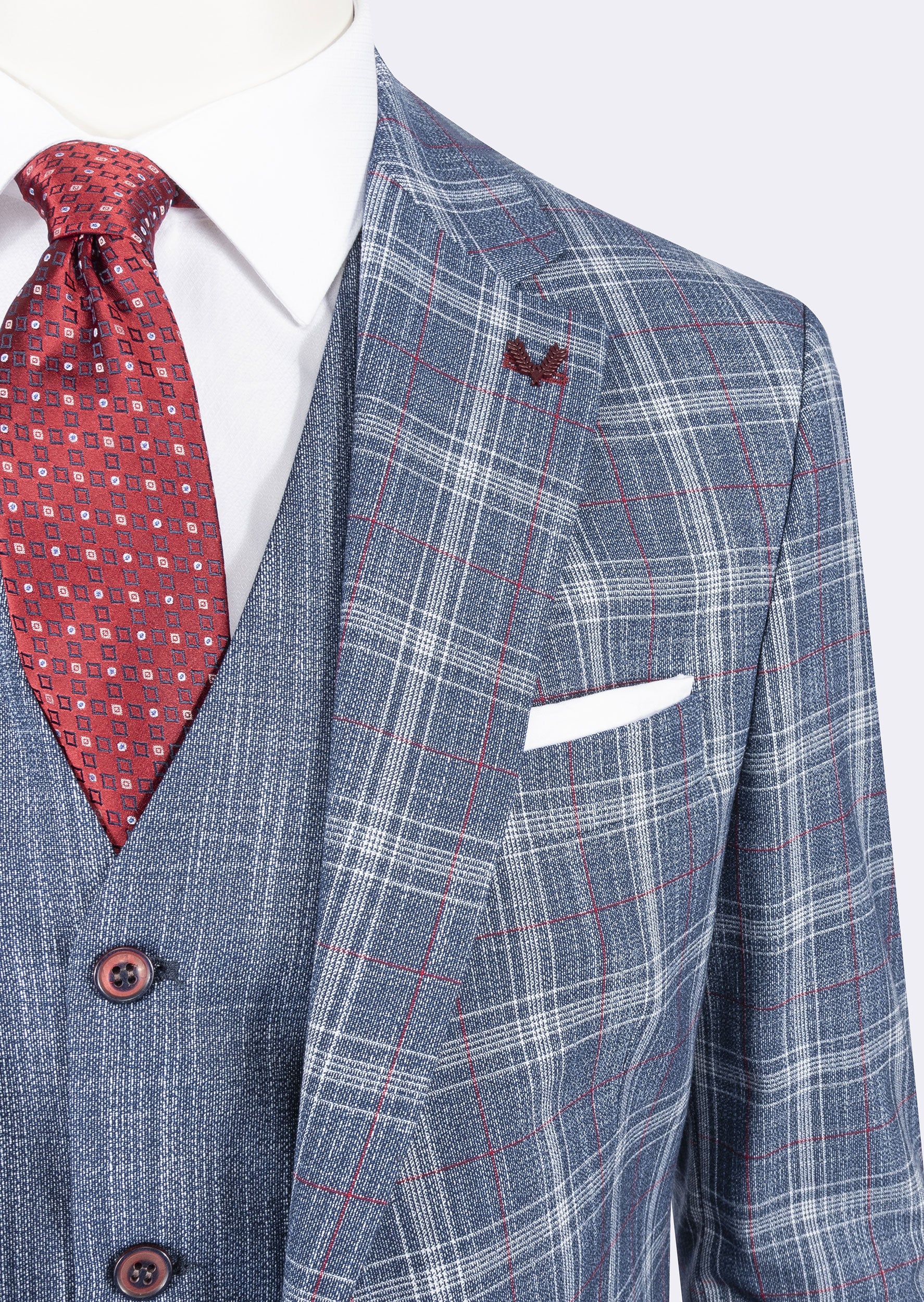 Navy - Red Three-Piece Suit