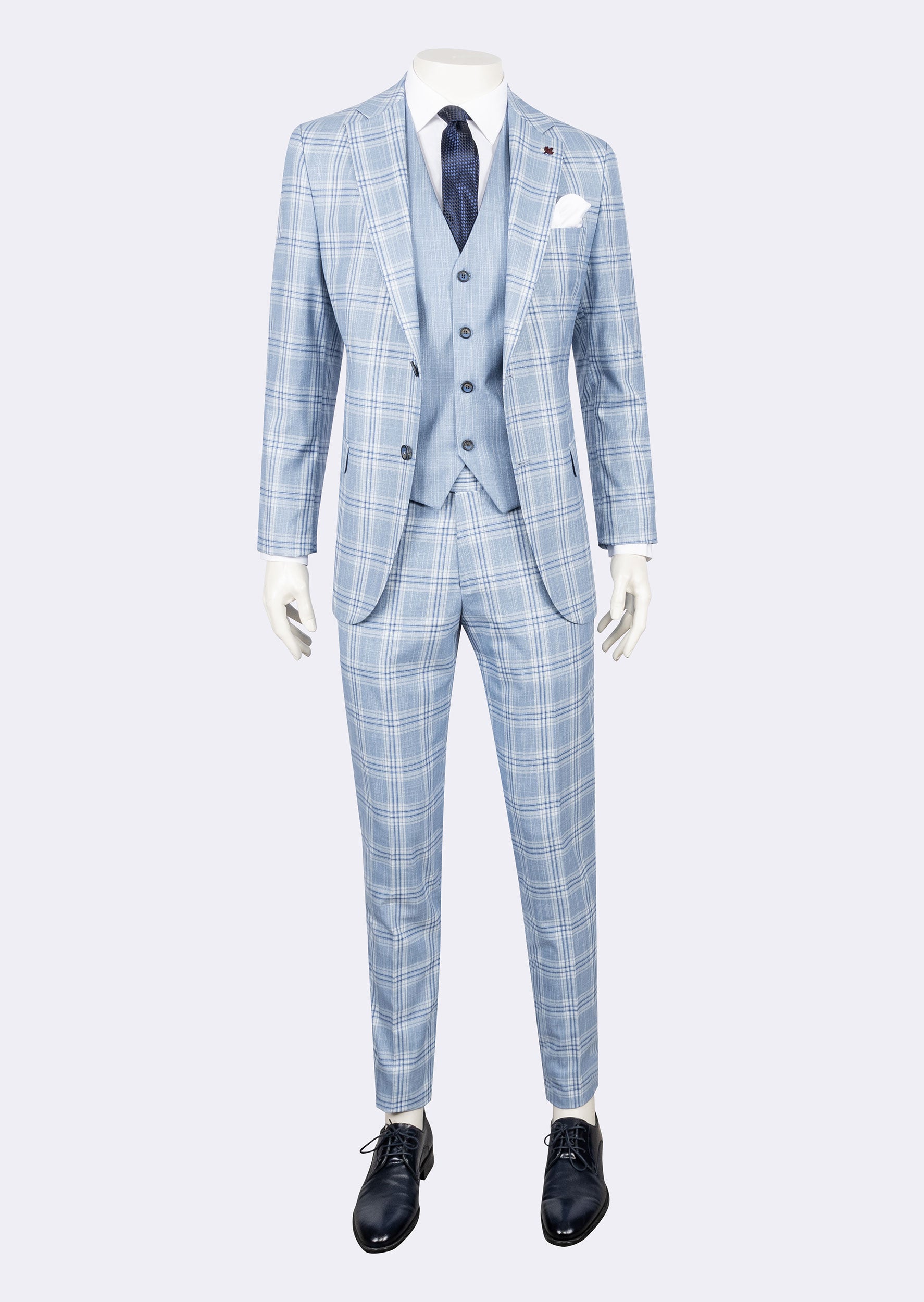 Blue - Sax Blue Three-Piece Suit