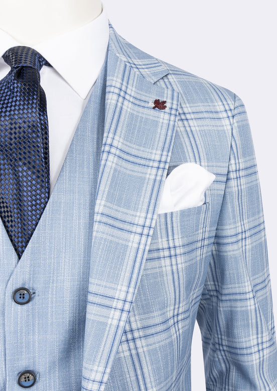 Blue - Sax Blue Three-Piece Suit