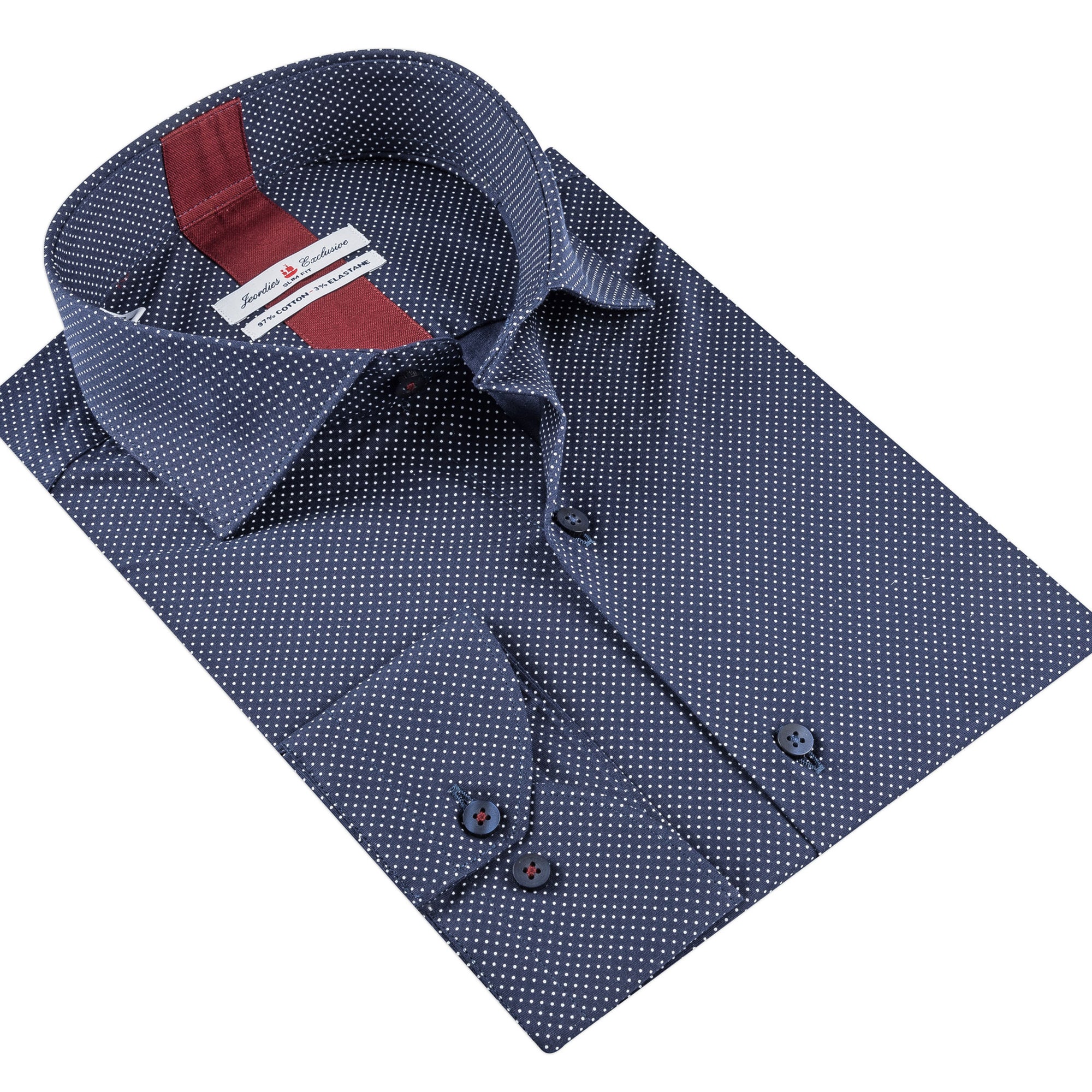 Navy - White Cotton Shirt
