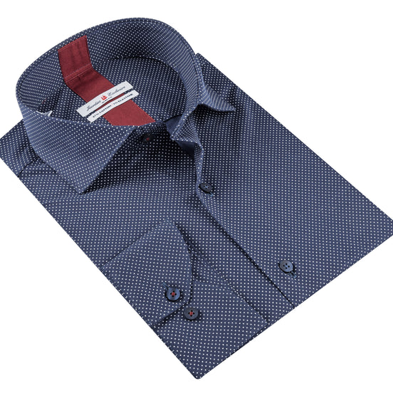Navy - White Cotton Shirt