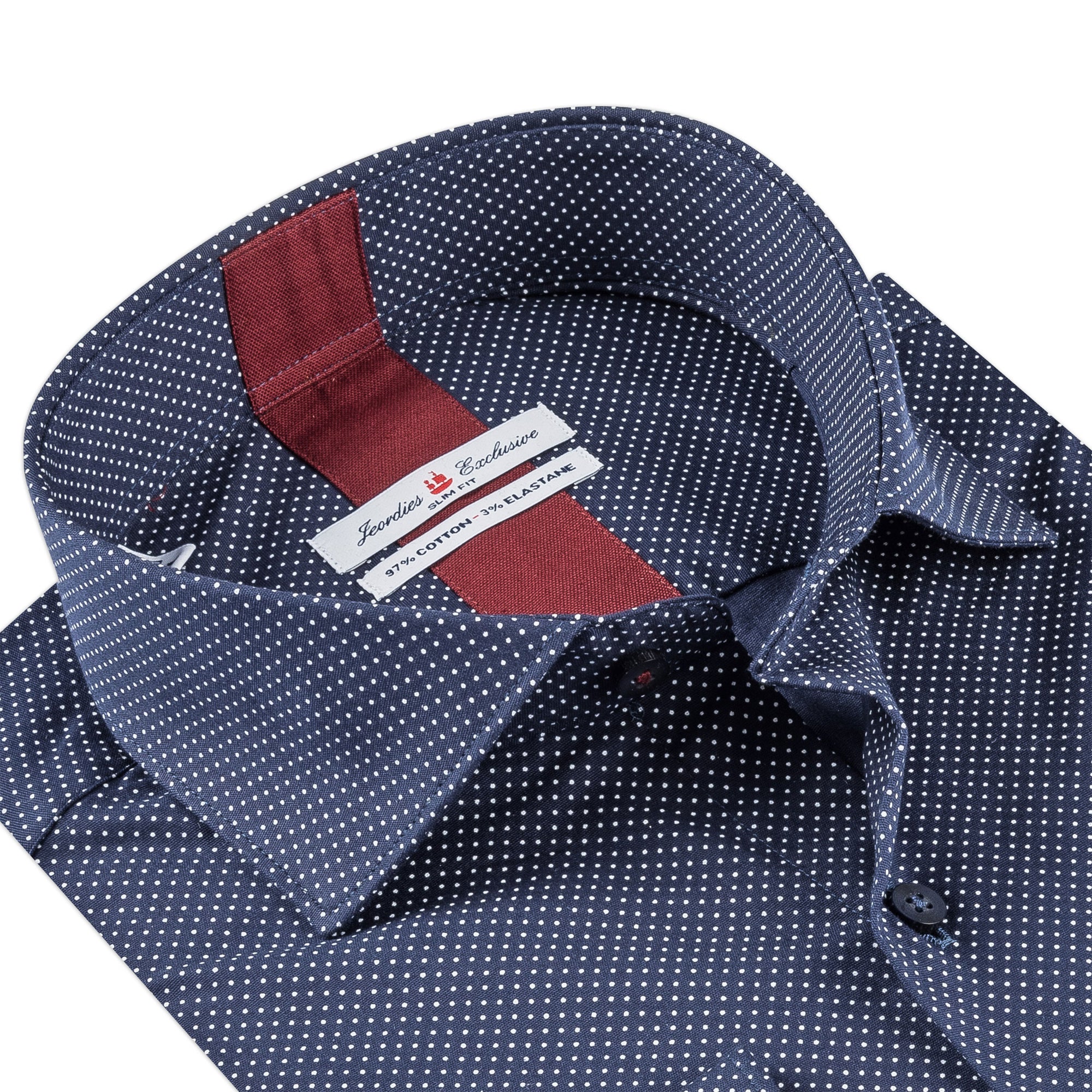 Navy - White Cotton Shirt