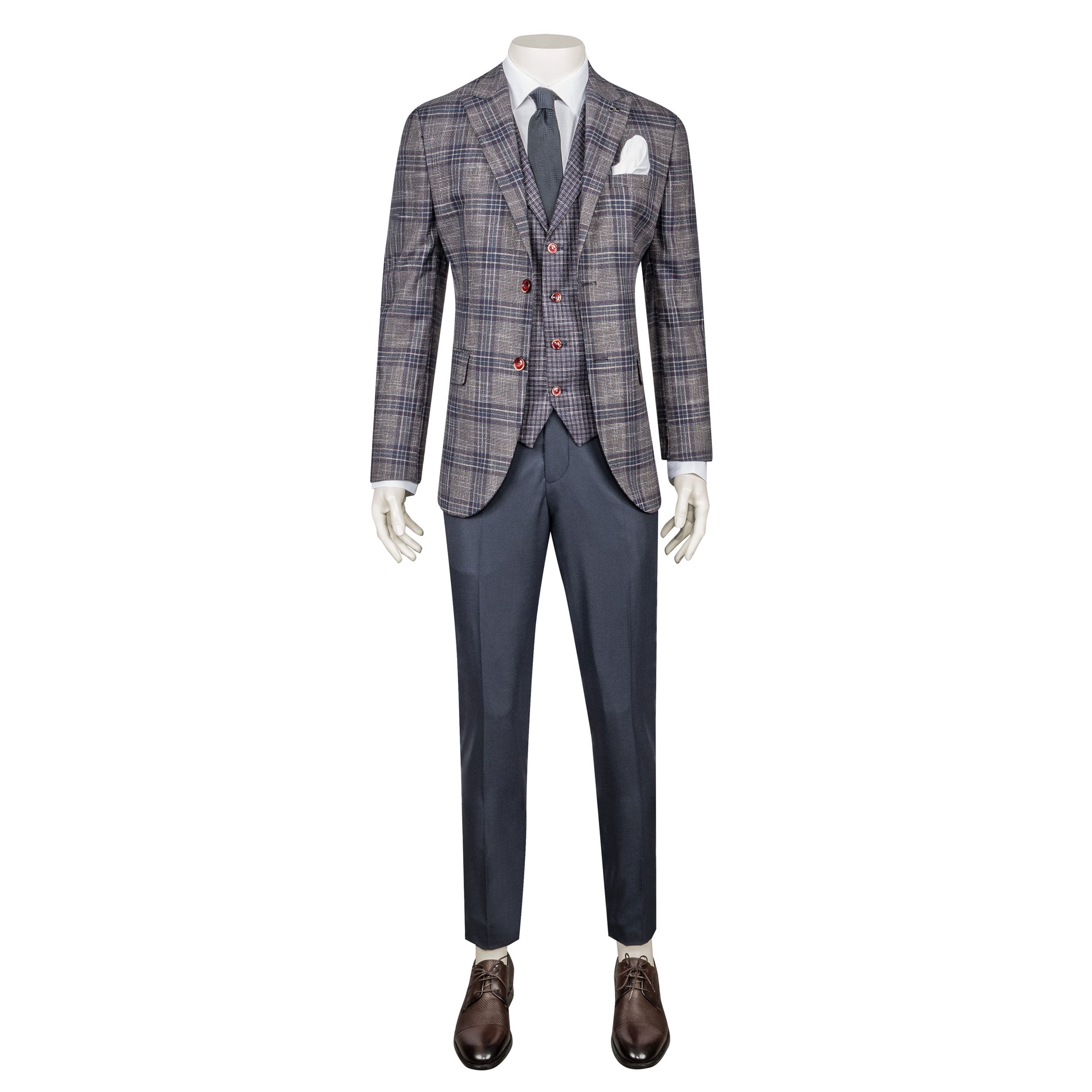 Navy - Beige Three-Piece Suit