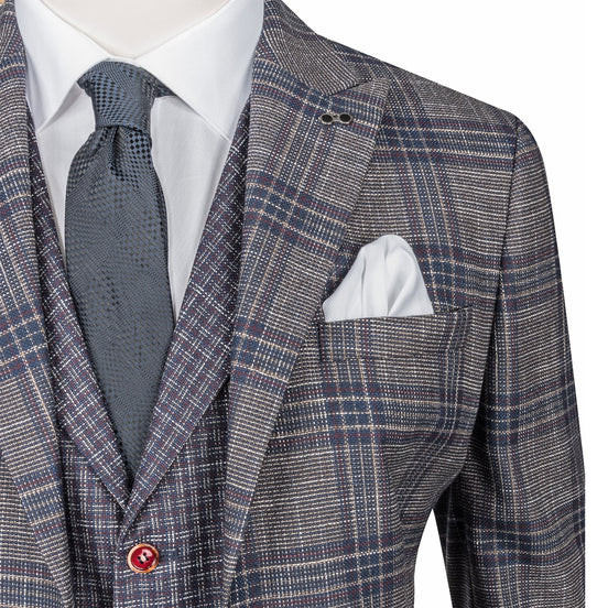 Navy - Beige Three-Piece Suit