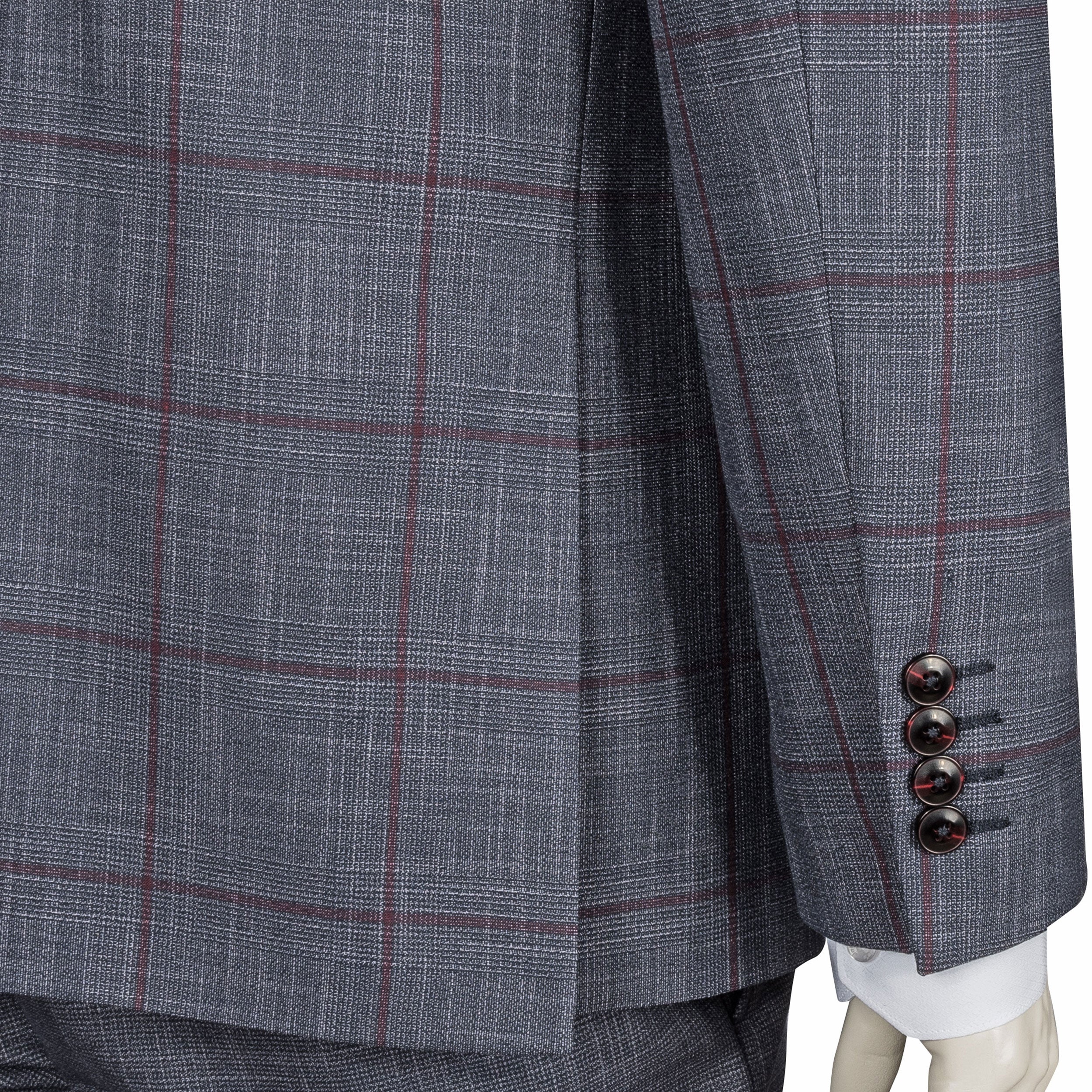 Anthracite - Burgundy Three-Piece Suit