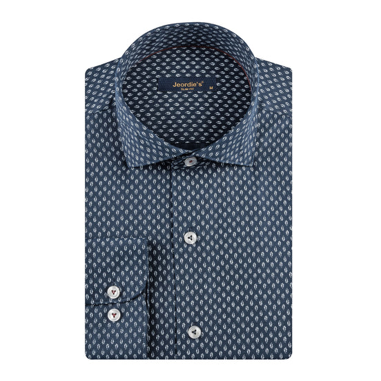 Navy - White Long Sleeve Shirt