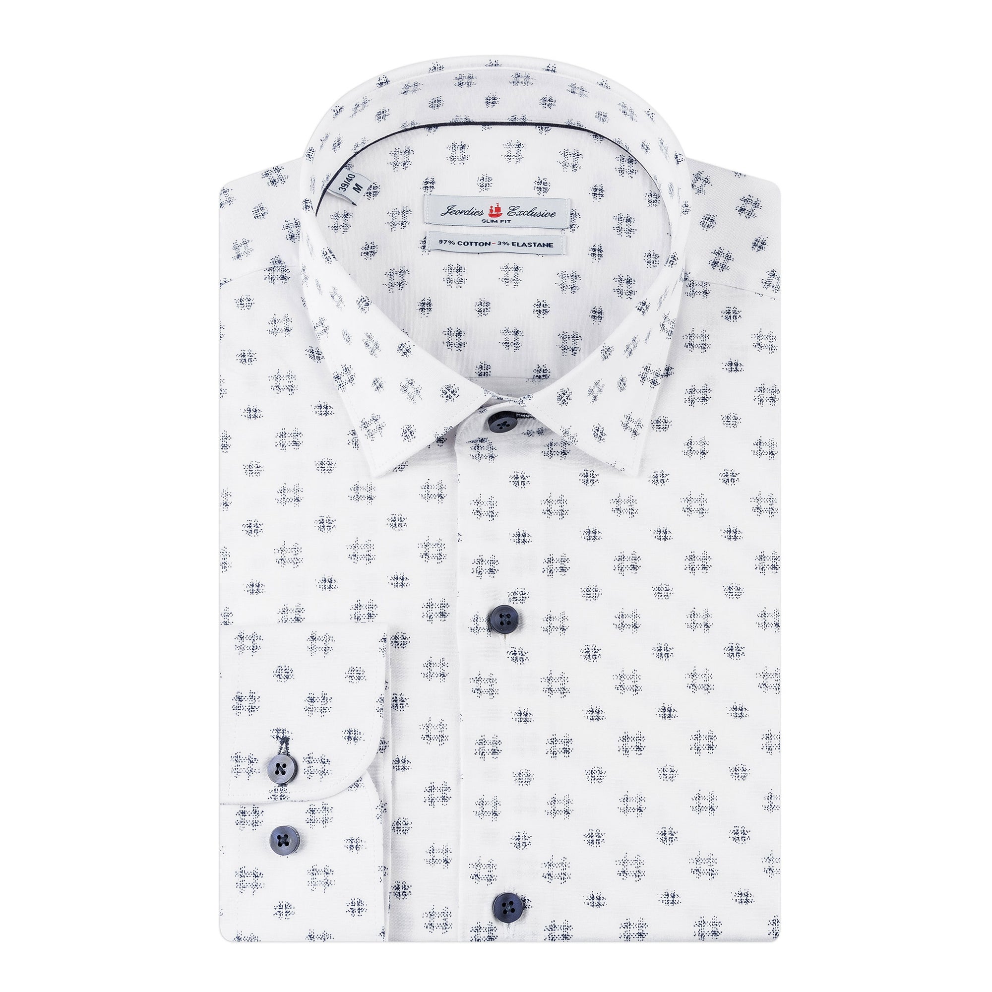 White - Navy Cotton Shirt