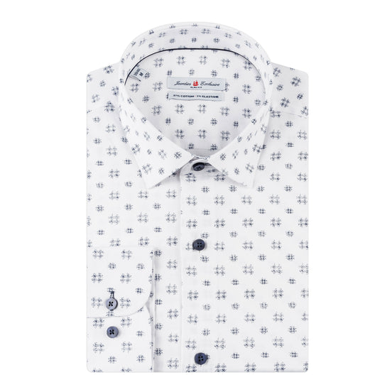 White - Navy Cotton Shirt