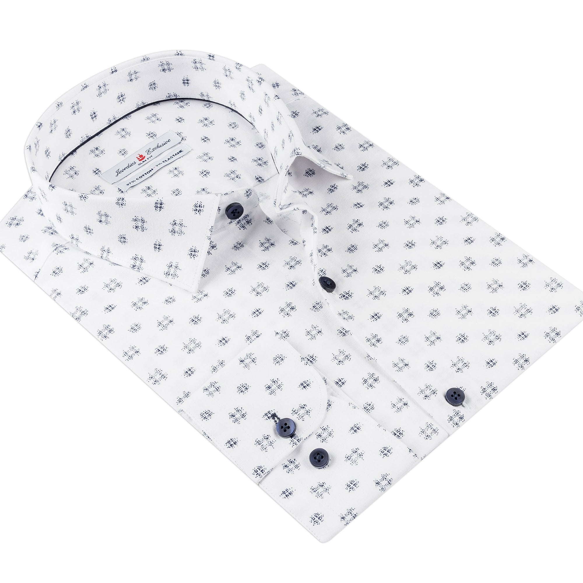 White - Navy Cotton Shirt