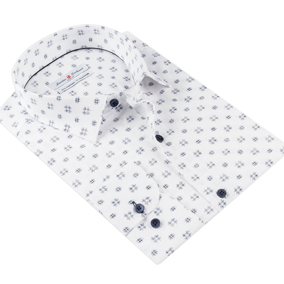 White - Navy Cotton Shirt