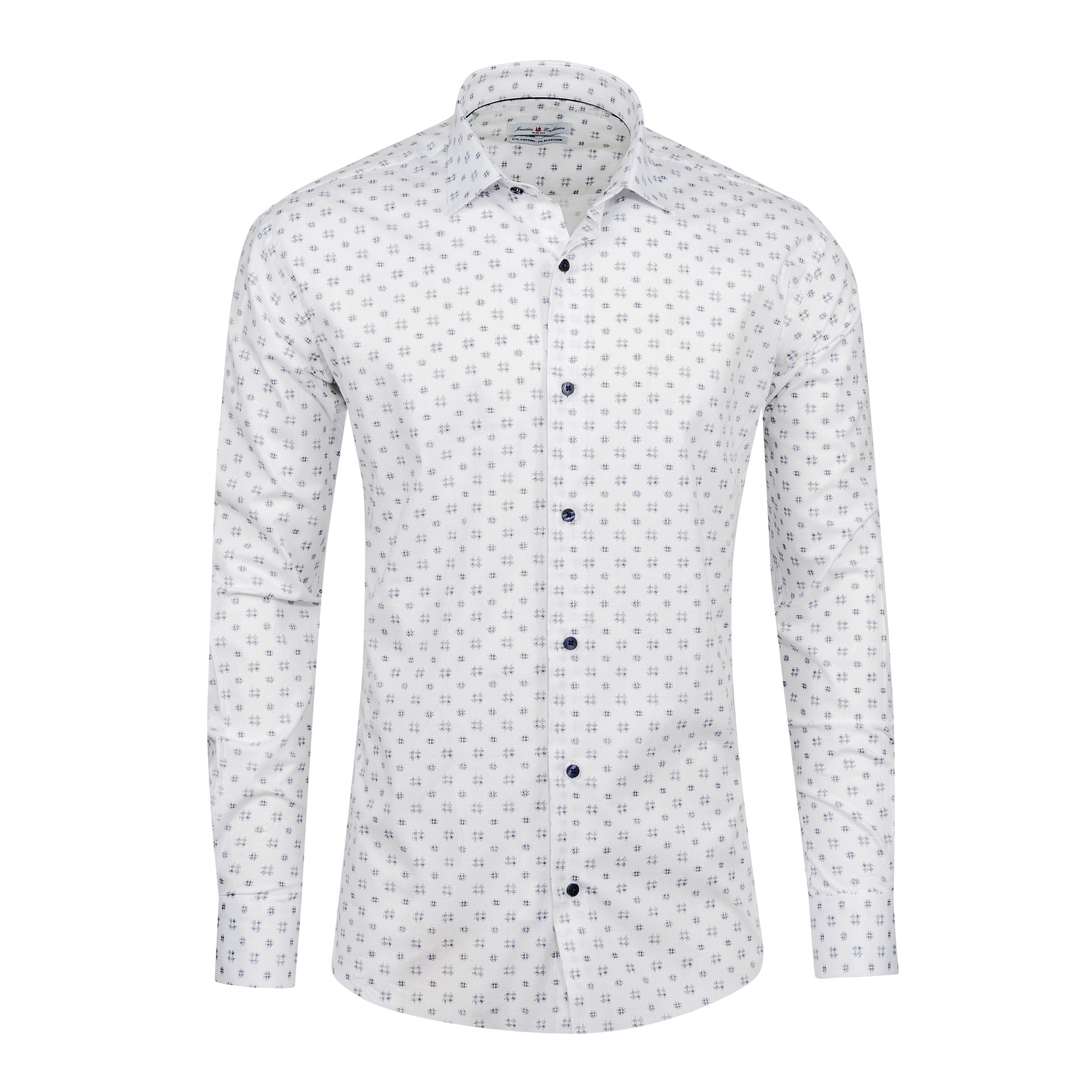 White - Navy Cotton Shirt