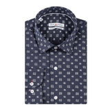 Navy - White Cotton Shirt