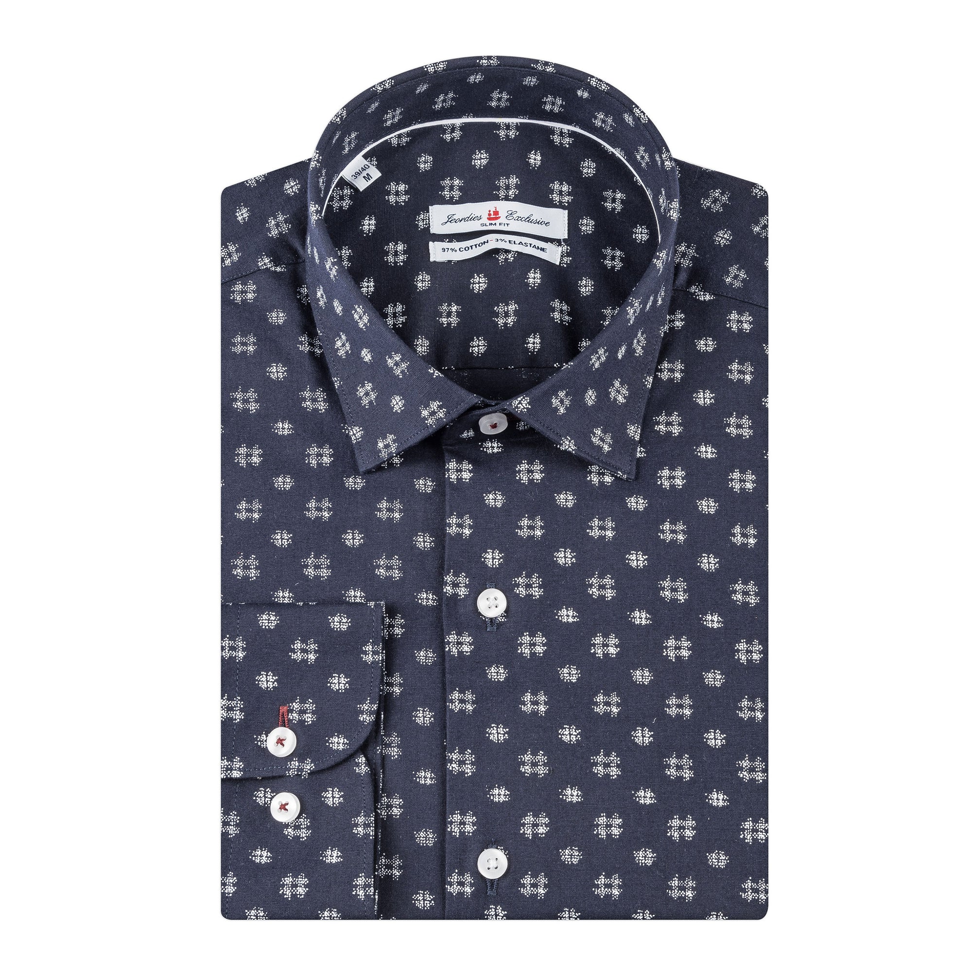 Navy - White Cotton Shirt