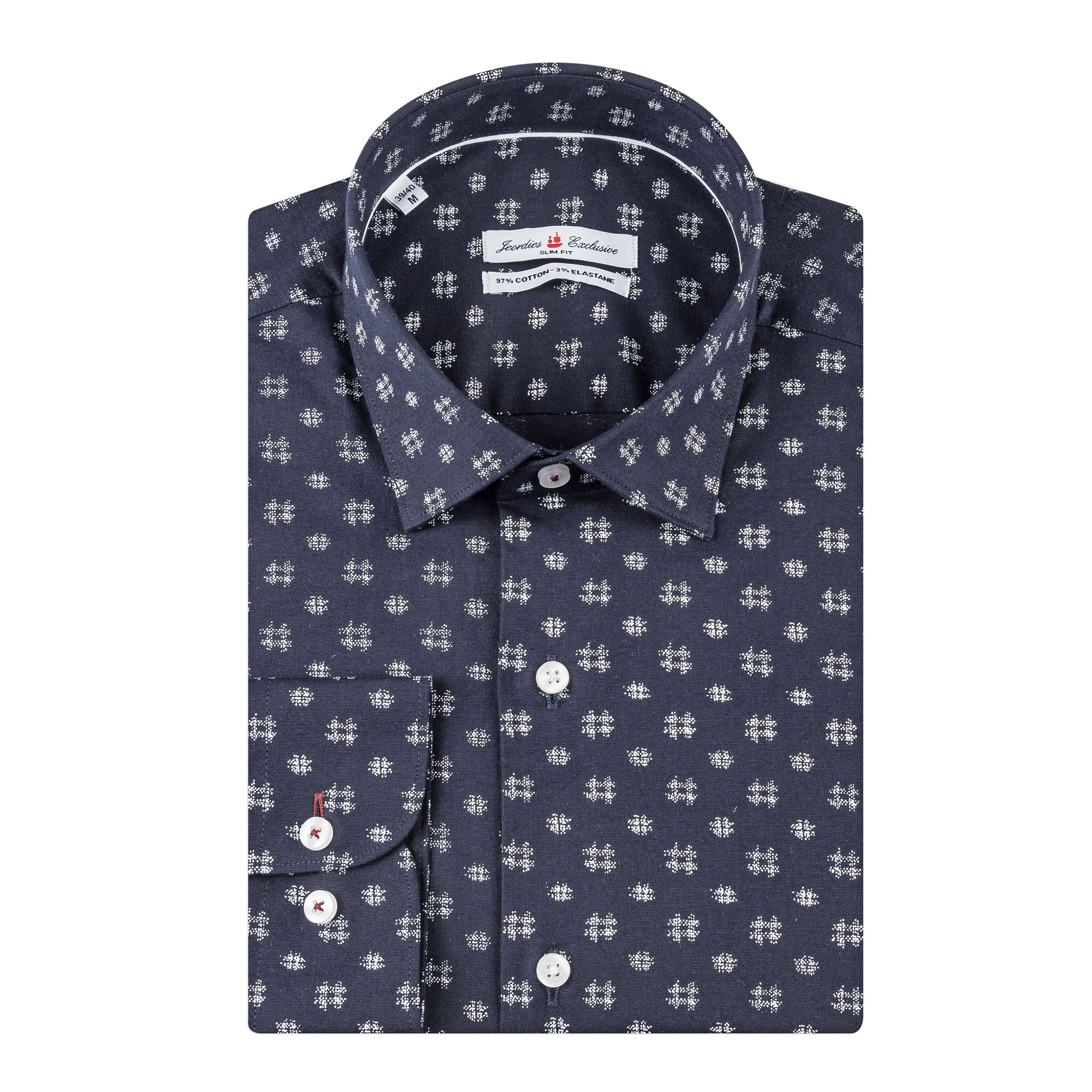 Navy - White Cotton Shirt