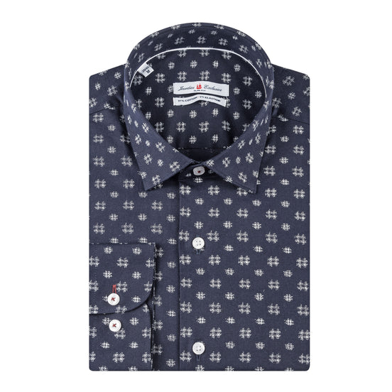 Navy - White Cotton Shirt
