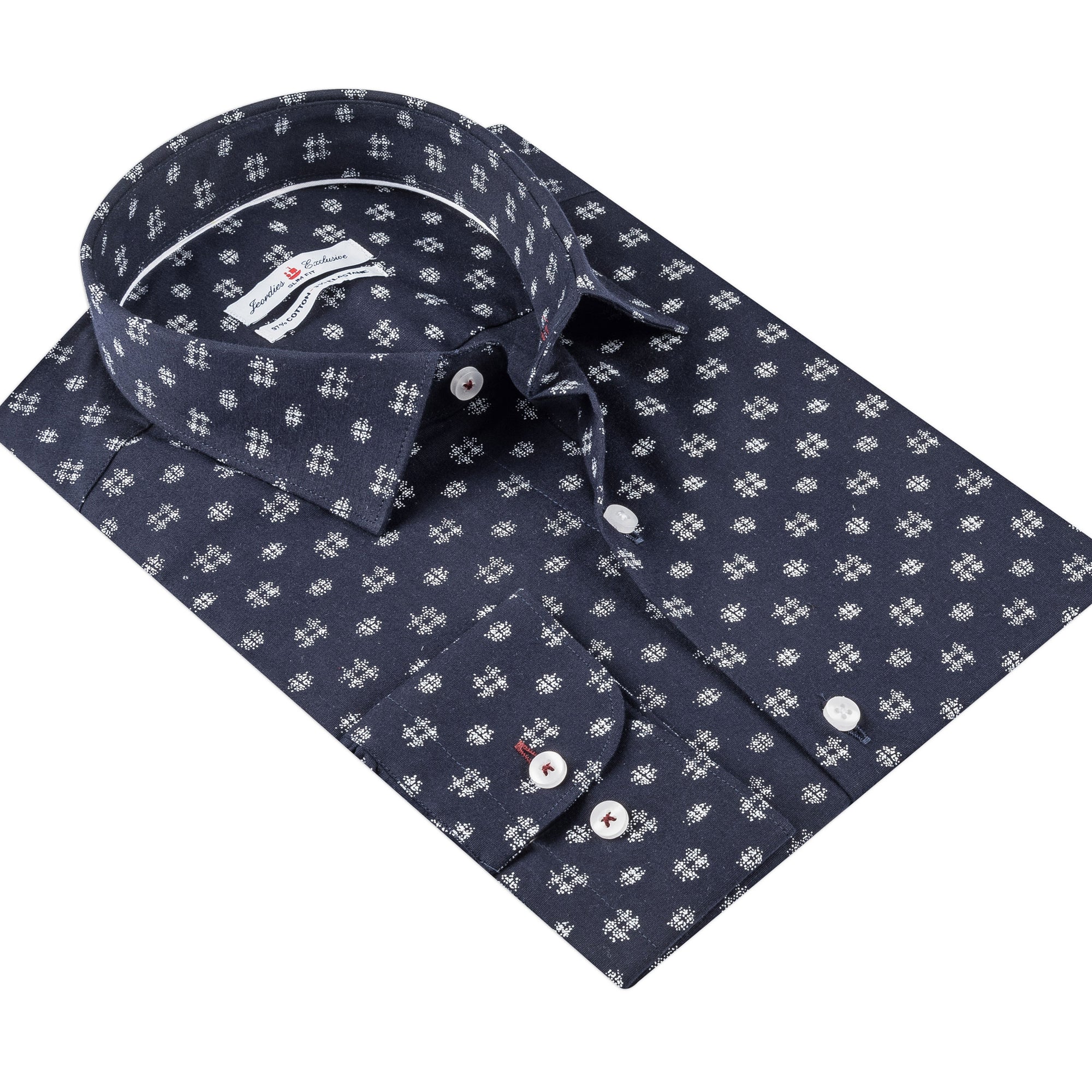 Navy - White Cotton Shirt