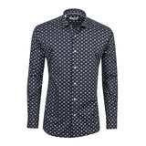 Navy - White Cotton Shirt