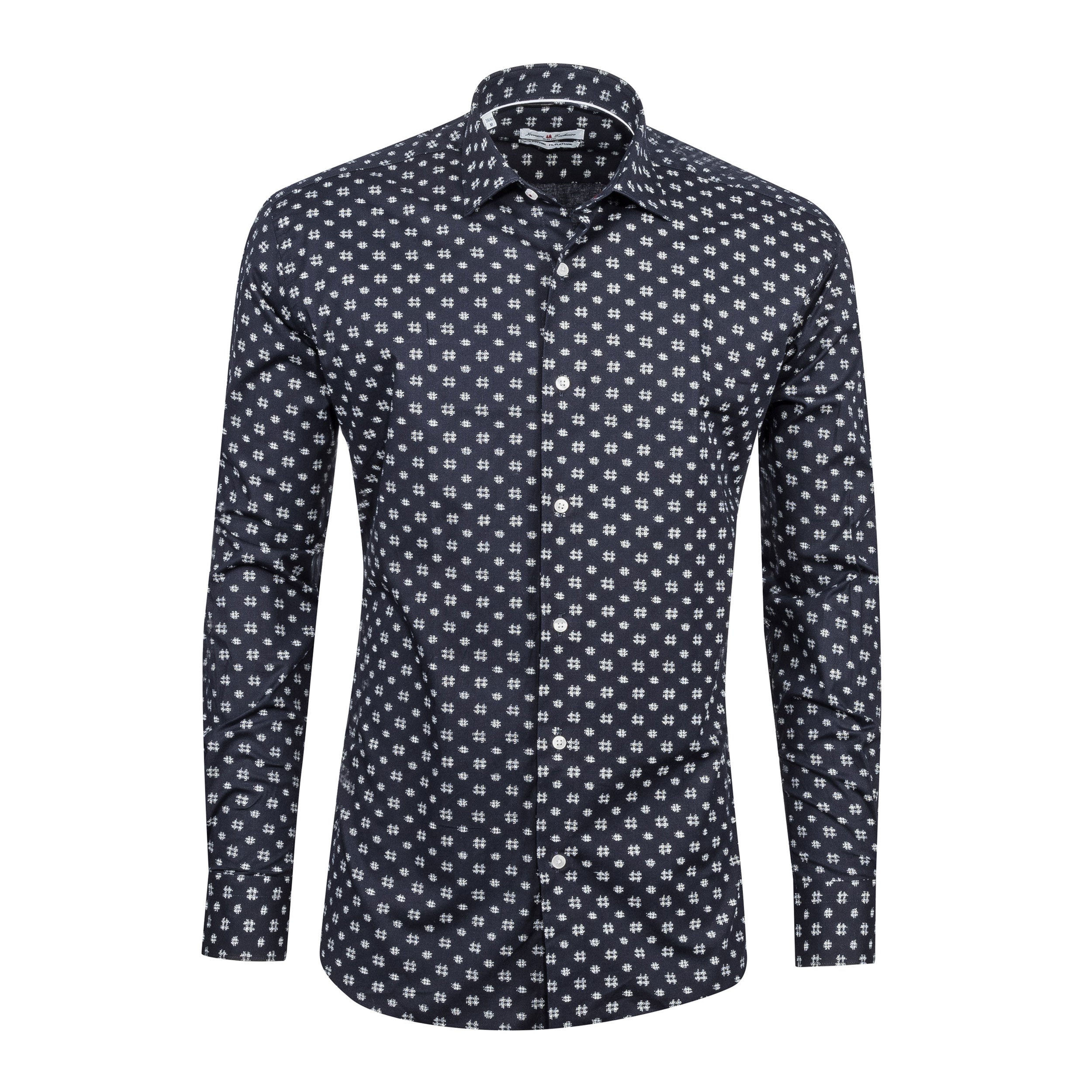 Navy - White Cotton Shirt