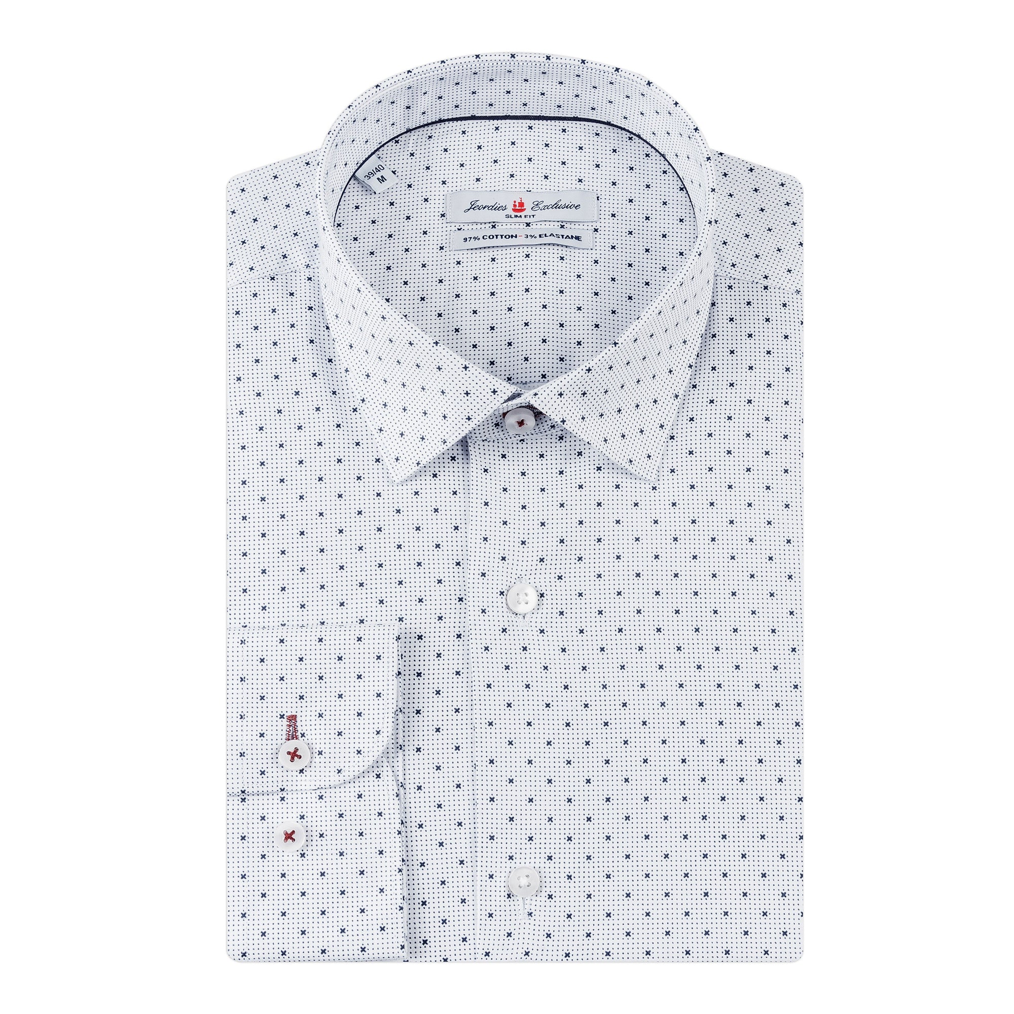 White - Navy Cotton Shirt